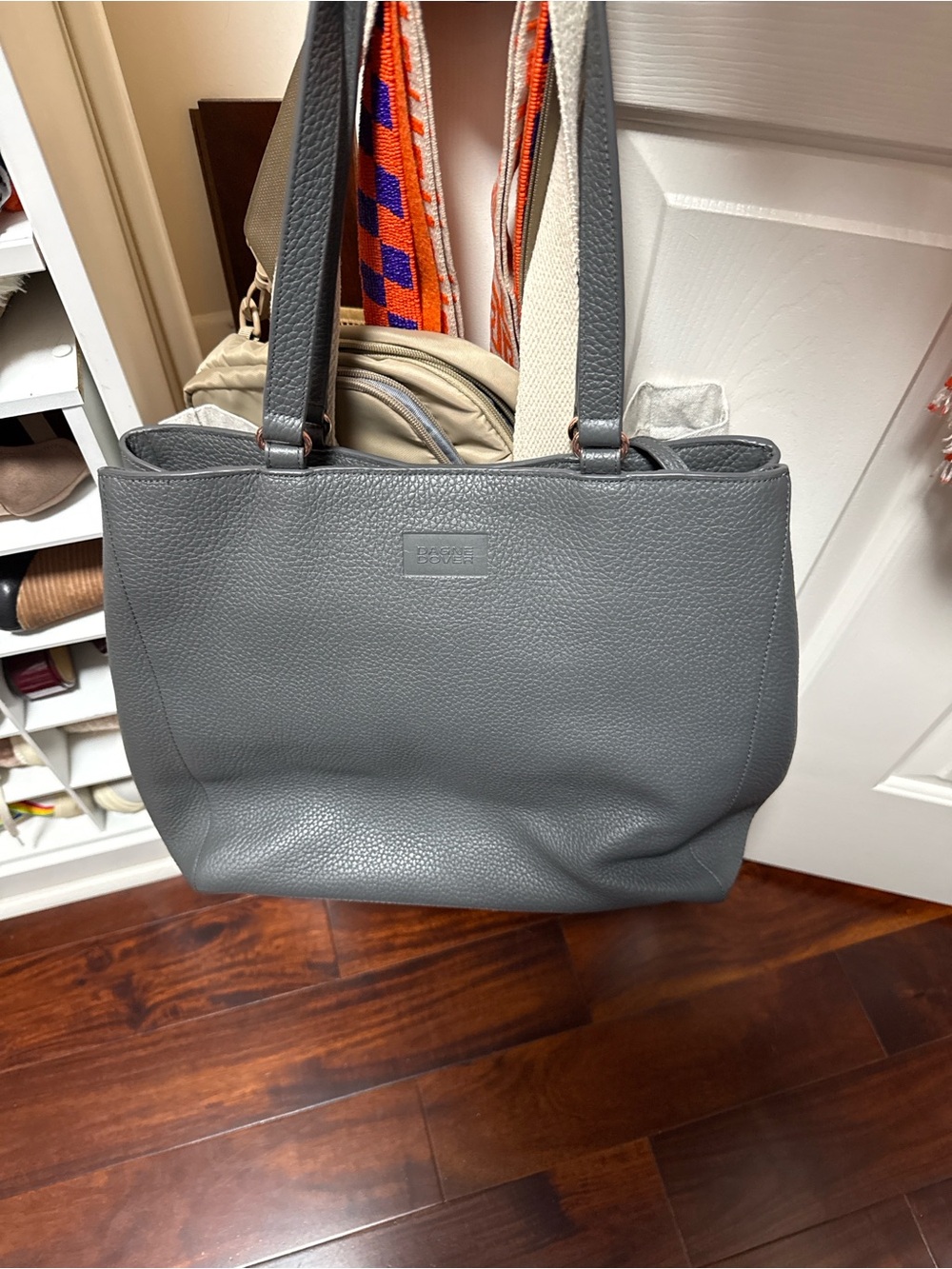 Dagne Dover Gray Pebbled Tote with Dual Shoulder Straps